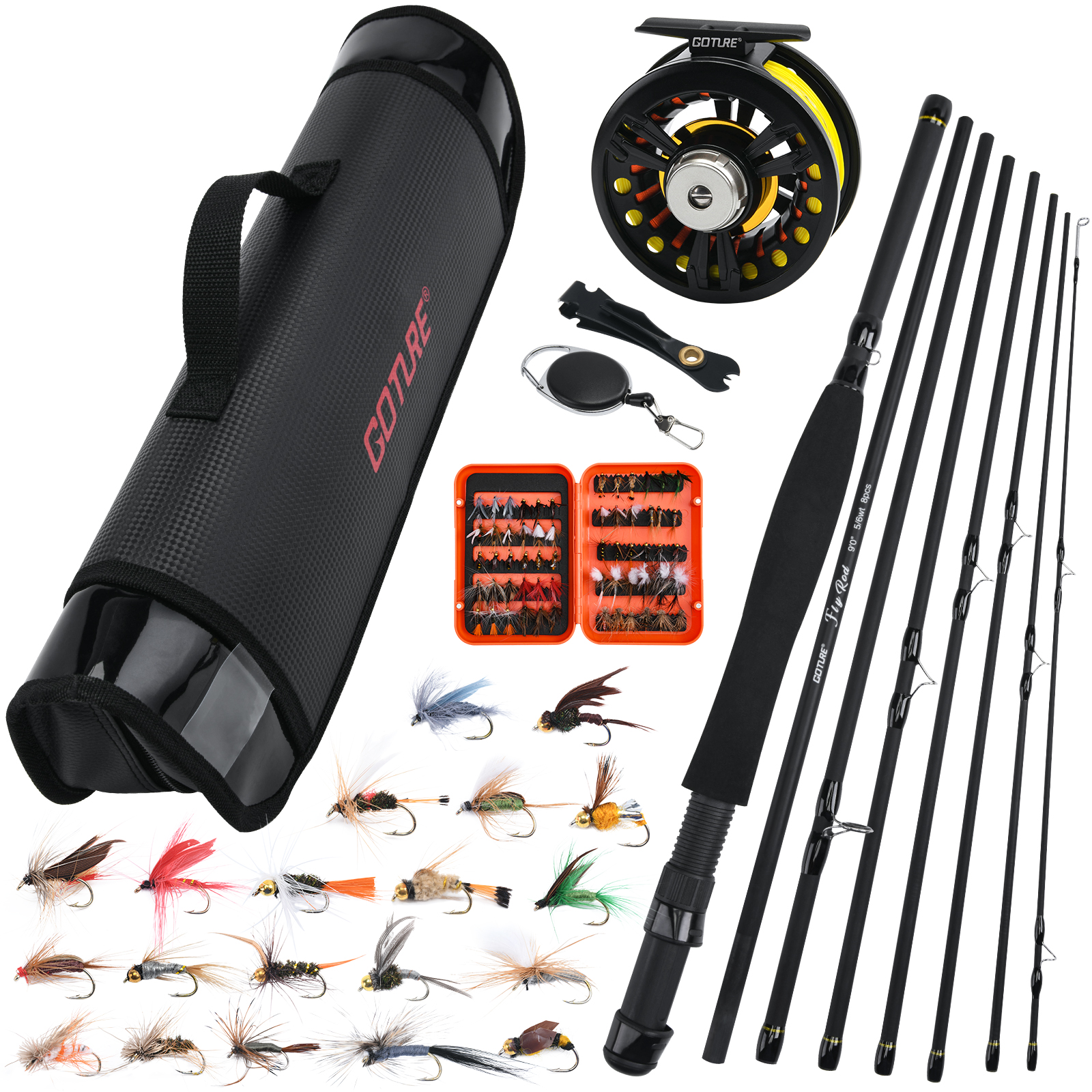 Fishing Line Spooler - Goture 8 Sectie Reisvlieg Hengel Combo