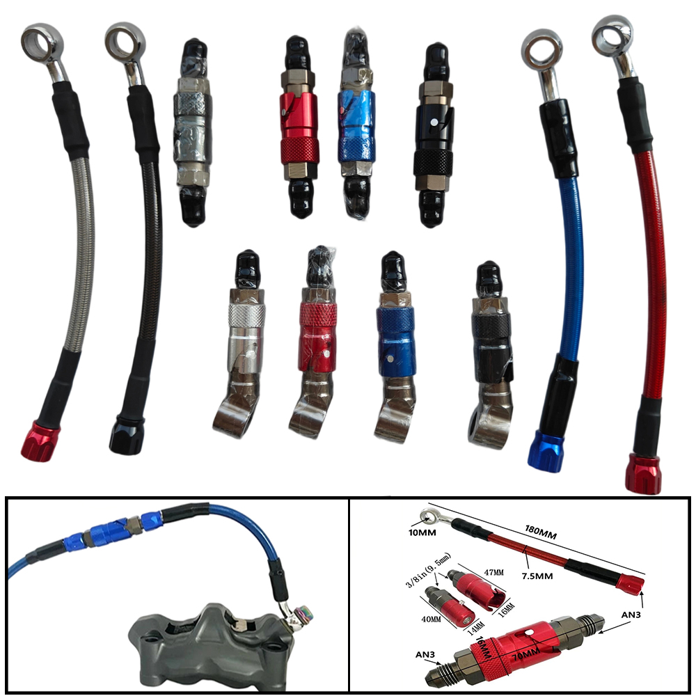 Braided Line - Motorfiets AN3 Quick Connect remslangadapterkit Gevlochten