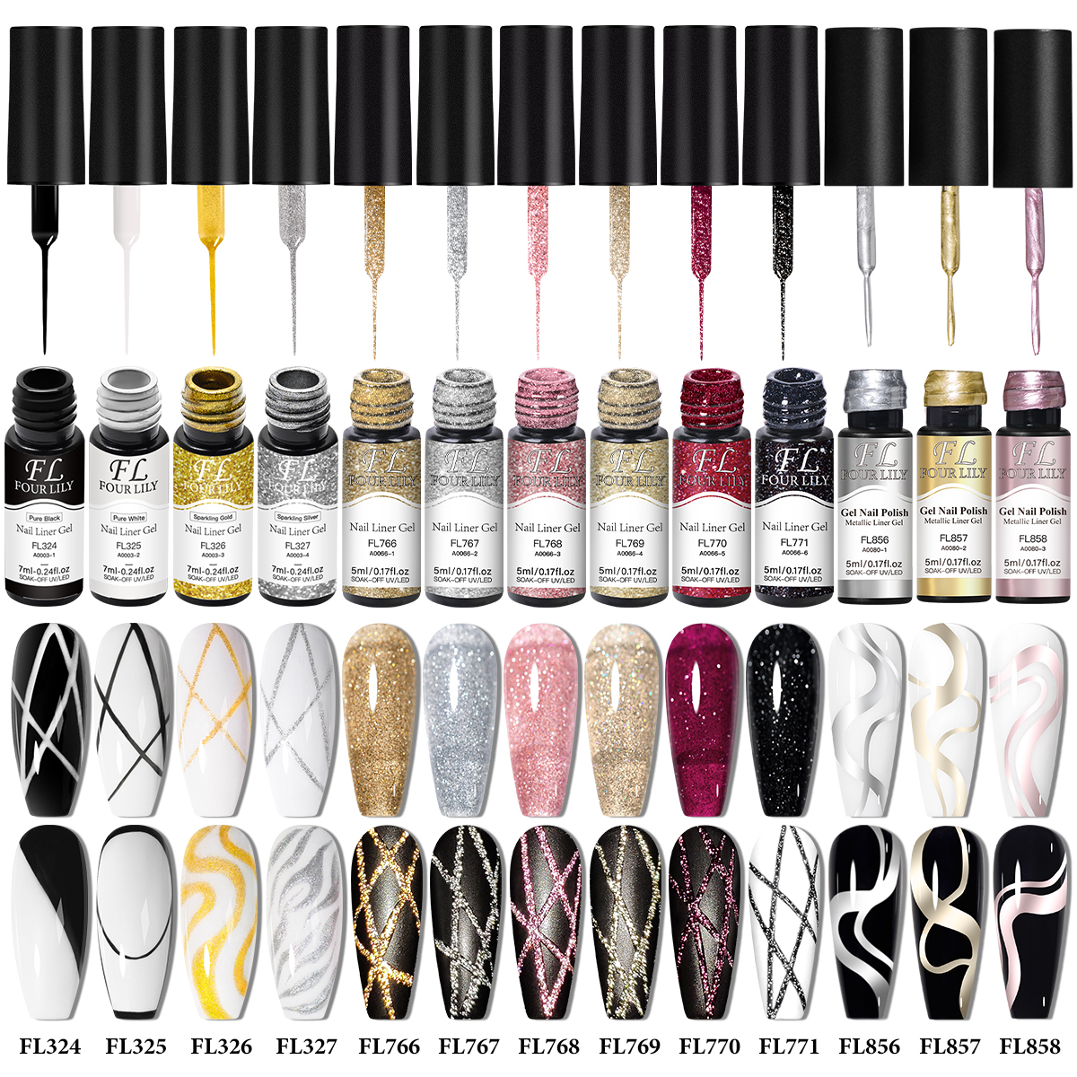 Copolymer Line - 7/9/10/13pcs Goud Zilver Reflecterende Glitter Liner