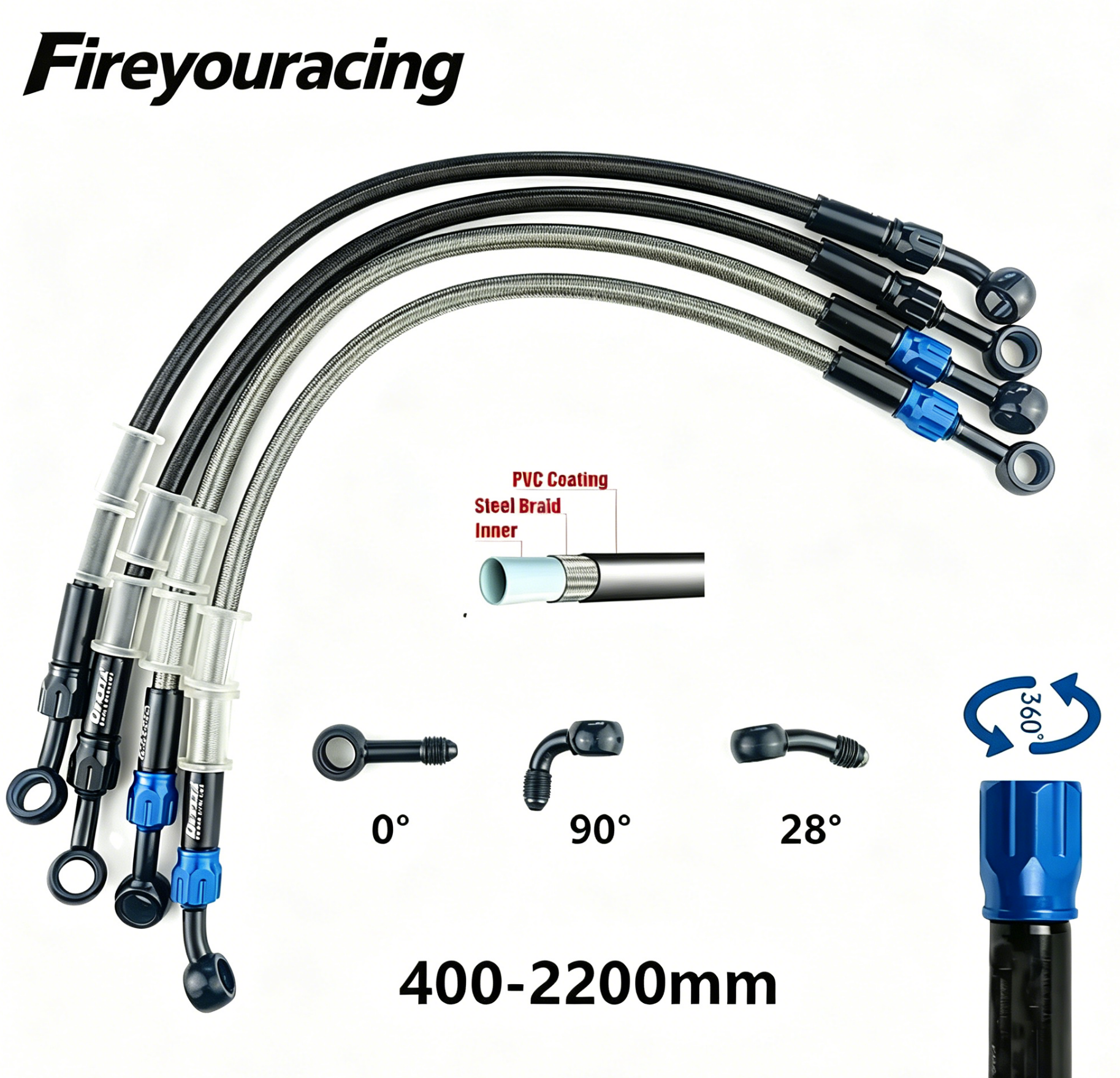 Braided Line - Motorfiets Remslang AN3 Gevlochten Hydraulische Koppeling
